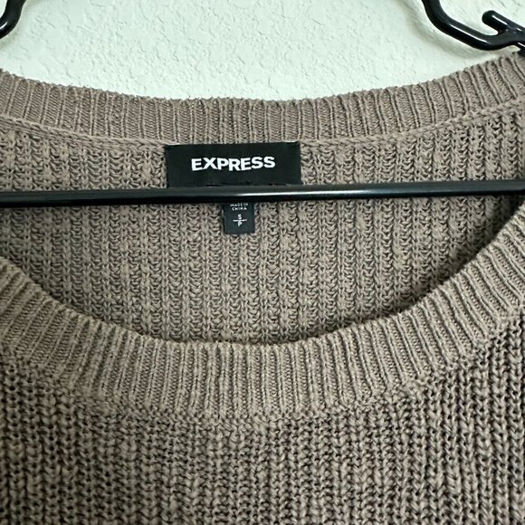 EXPRESS Tan hi-low sweater with lace up sides - Picture 2 of 4